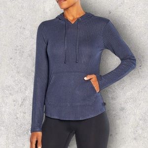 Bally Total Fitness Women’s Blue Ribbed Hoodie Medium